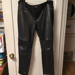 Pleather cute motorcycle type pants with comfortable fit and belt buckles